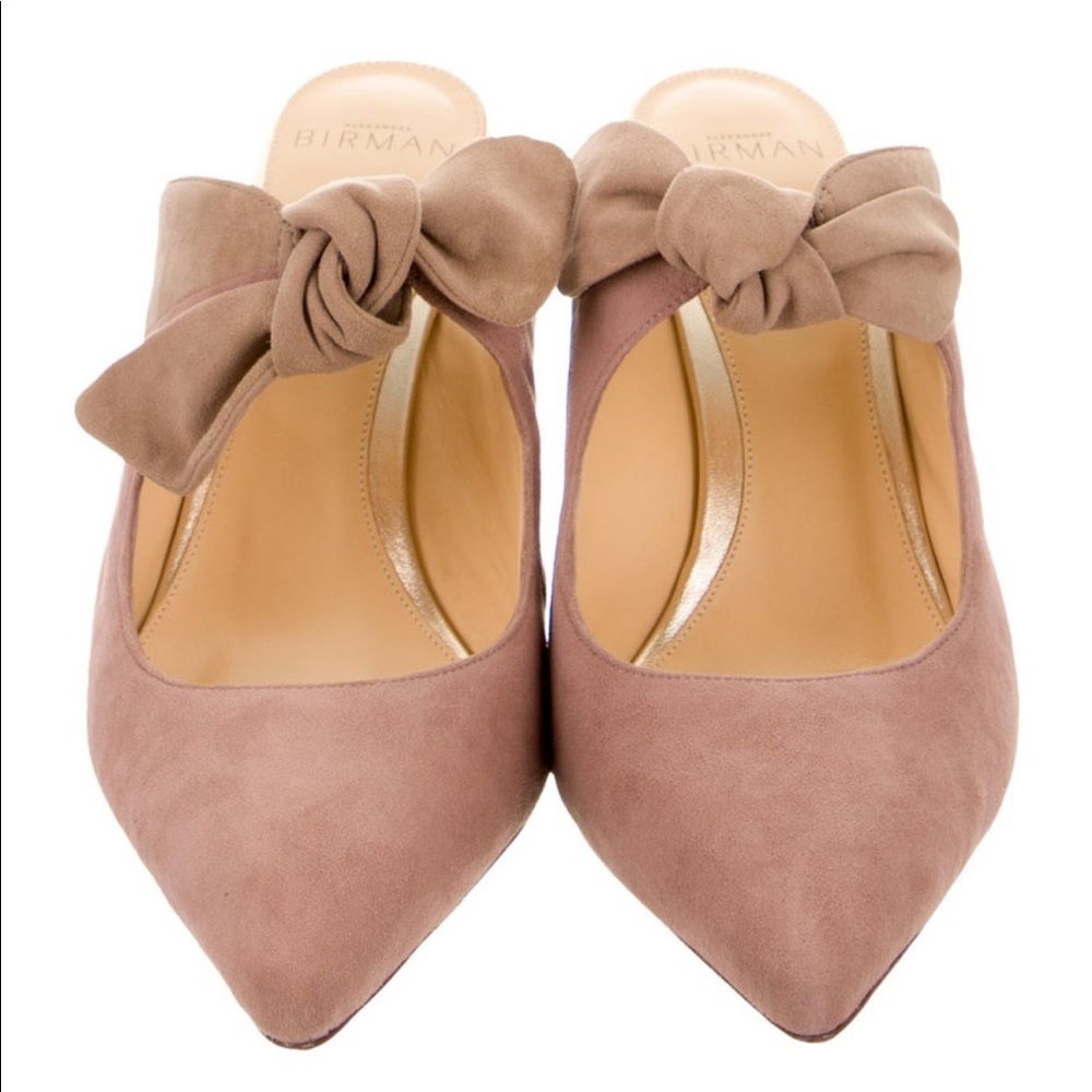 Alexandre Birman Tan Mules with Bow Detail